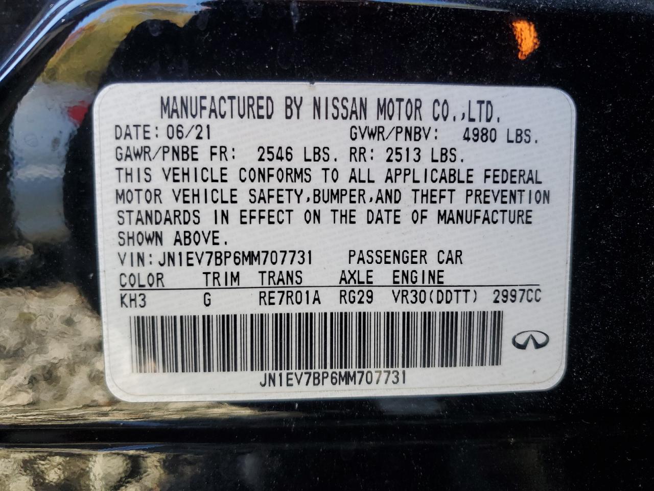 JN1EV7BP6MM707731 2021 Infiniti Q50 Luxe