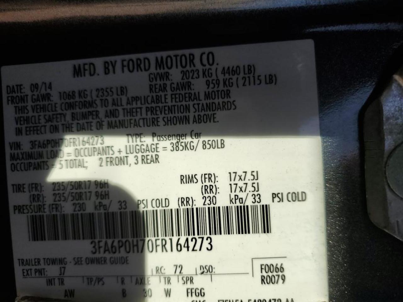 3FA6P0H70FR164273 2015 Ford Fusion Se