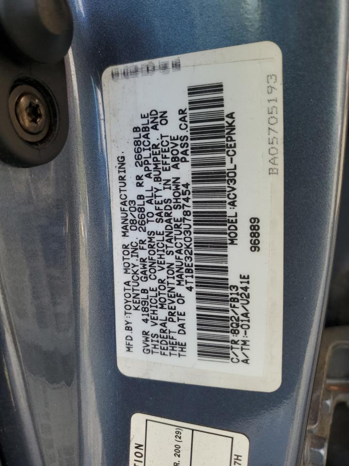 4T1BE32K03U787454 2003 Toyota Camry Le