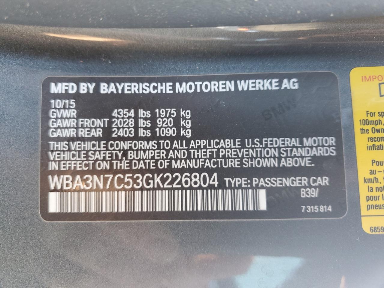 WBA3N7C53GK226804 2016 BMW 428 I