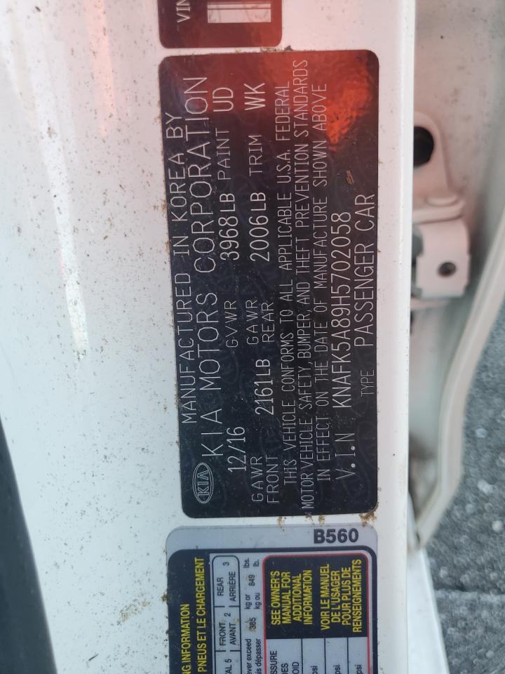 2017 Kia Forte Lx VIN: KNAFK5A89H5702058 Lot: 74037364