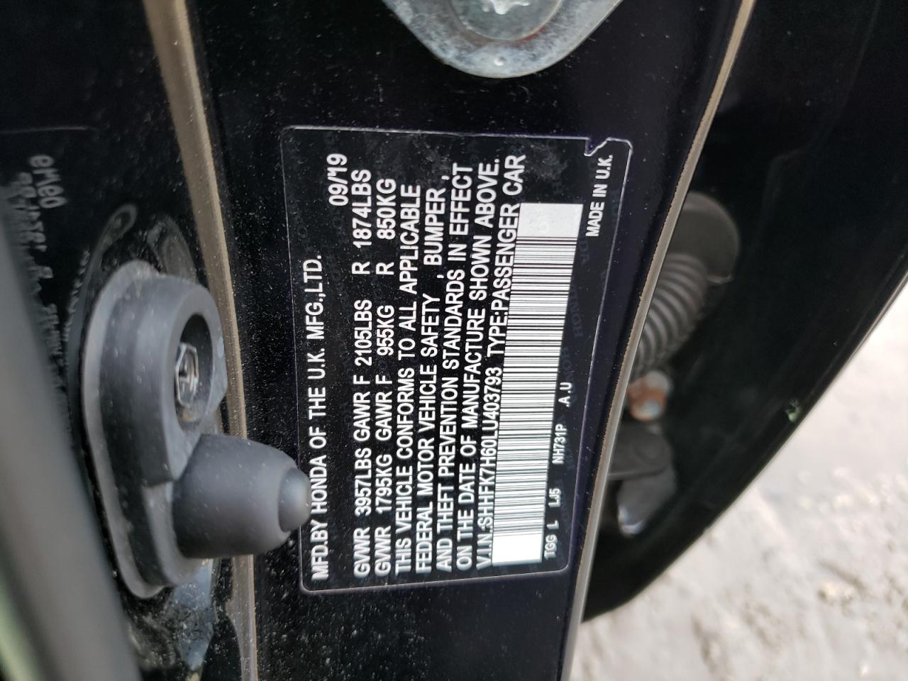 2020 Honda Civic Ex VIN: SHHFK7H60LU403793 Lot: 78488884