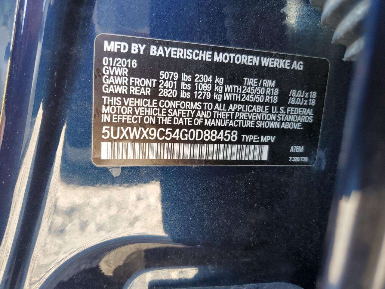 5UXWX9C54G0D88458 2016 BMW X3 xDrive28I