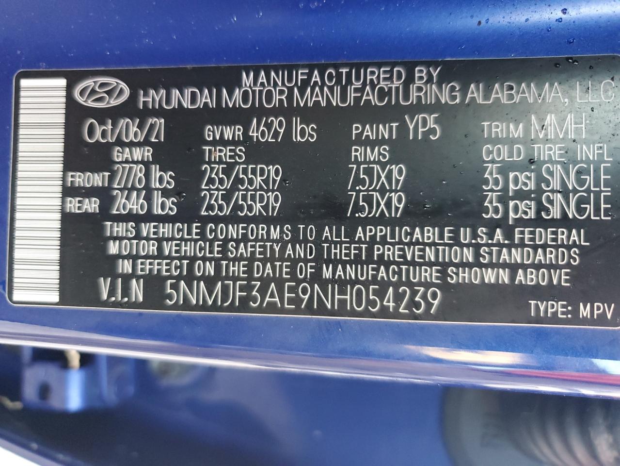 VIN 5NMJF3AE9NH054239 2022 HYUNDAI TUCSON no.14