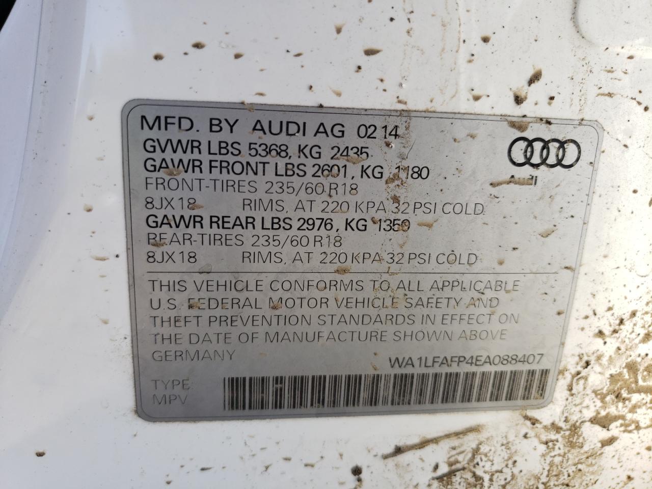 WA1LFAFP4EA088407 2014 Audi Q5 Premium Plus