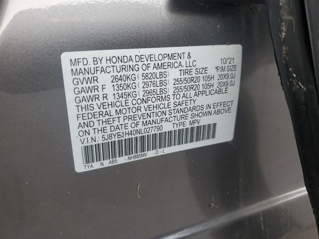 5J8YE1H40NL027790 2022 Acura Mdx Technology