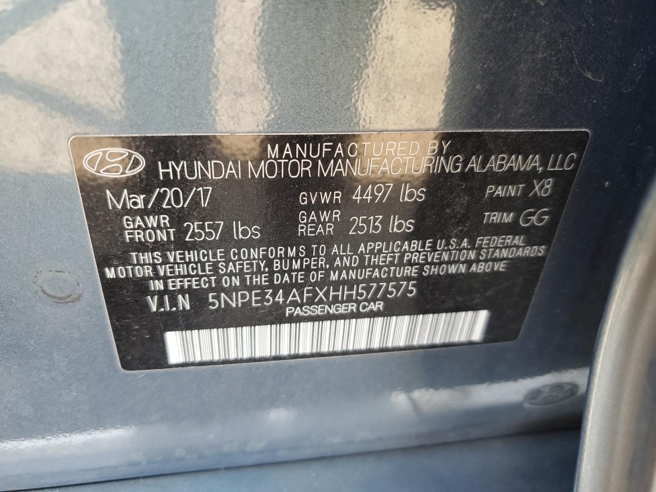 5NPE34AFXHH577575 2017 Hyundai Sonata Sport