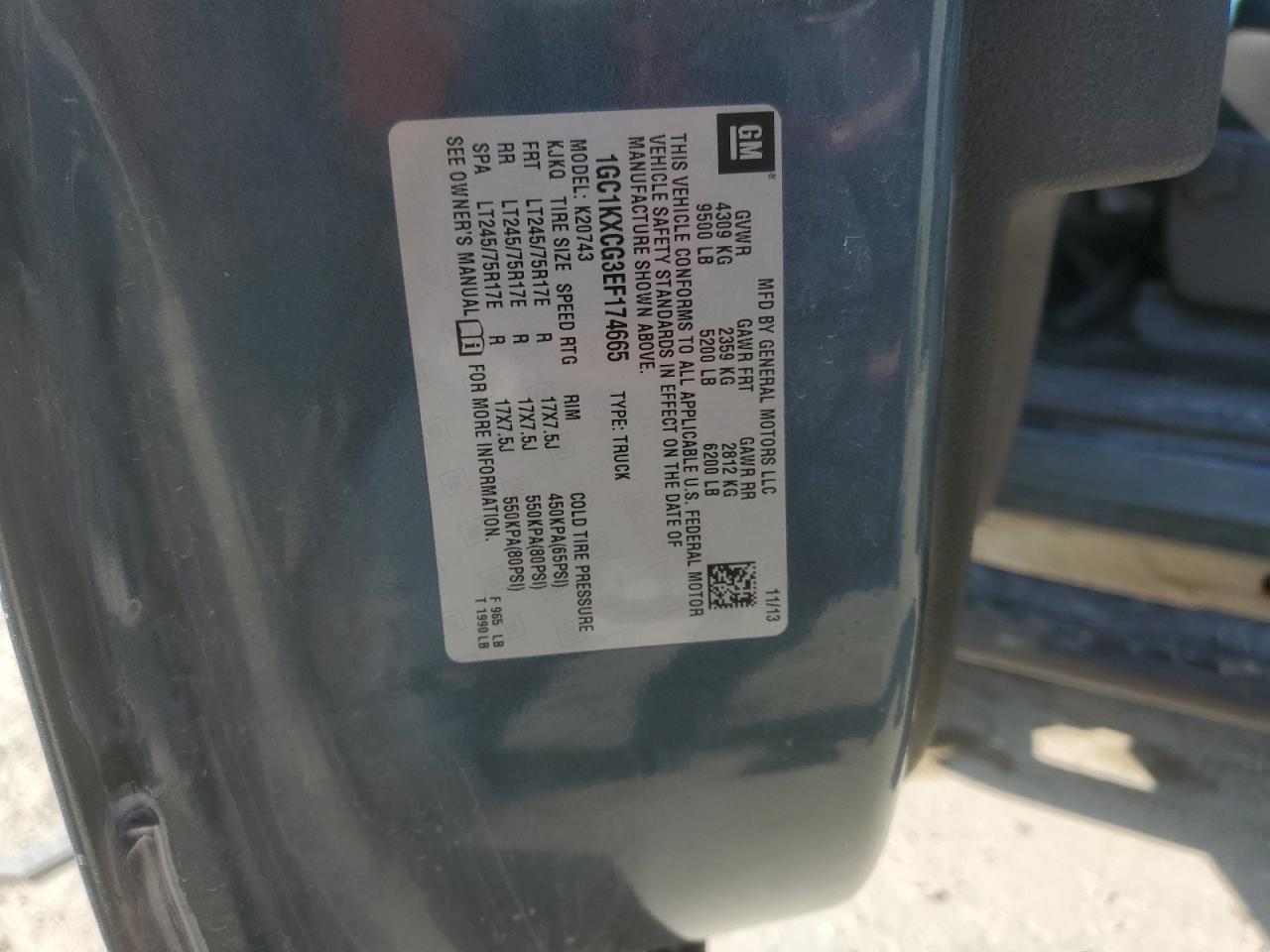 2014 Chevrolet Silverado K2500 Heavy Duty Lt VIN: 1GC1KXCG3EF174665 Lot: 75394324