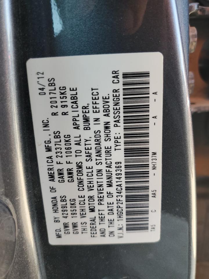 1HGCP2F34CA149369 2012 Honda Accord Lx