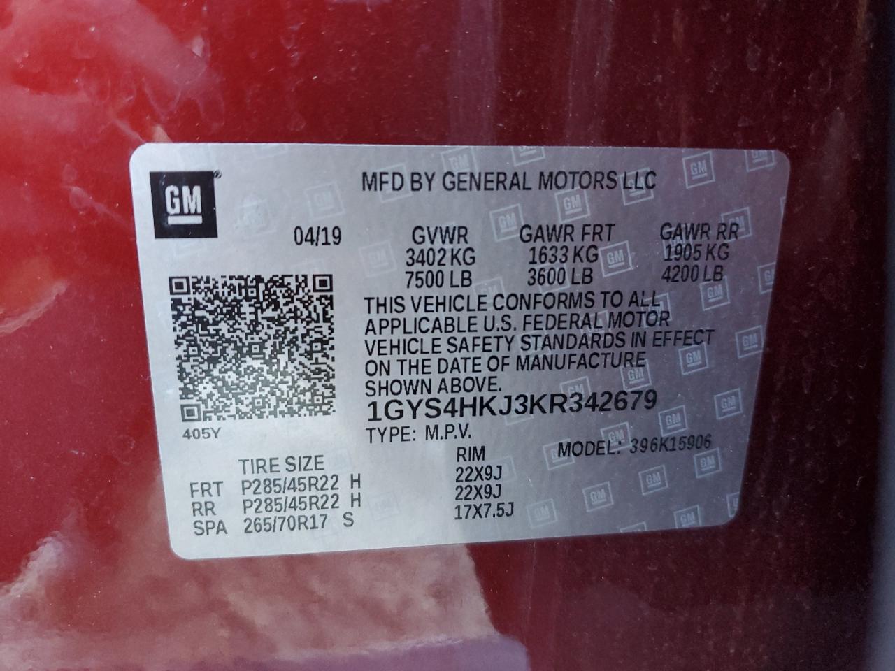 1GYS4HKJ3KR342679 2019 Cadillac Escalade Esv Luxury