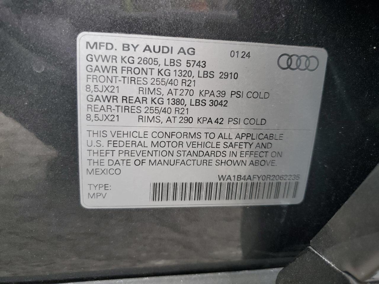 2024 Audi Sq5 Premium Plus VIN: WA1B4AFY0R2062235 Lot: 75702414