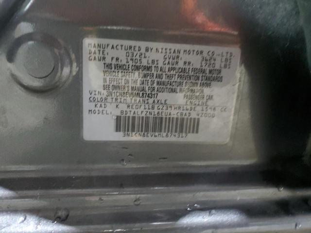 3N1CN8EV6ML874317 Nissan Versa SV 12