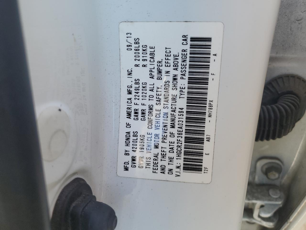 VIN 1HGCR2F36EA031594 2014 HONDA ACCORD no.13