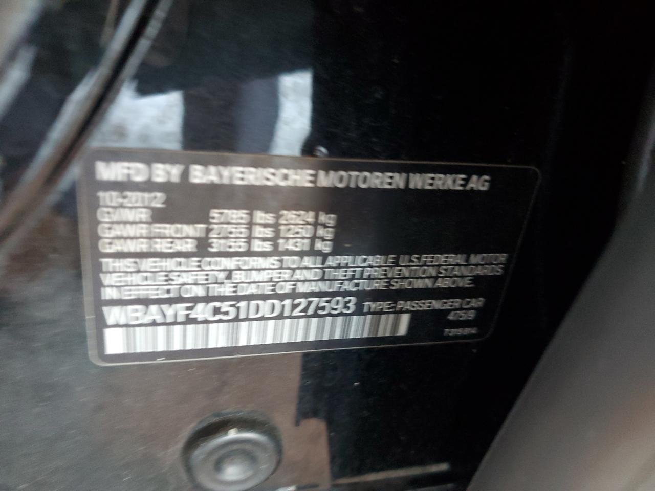 2013 BMW 740 Lxi VIN: WBAYF4C51DD127593 Lot: 82598655