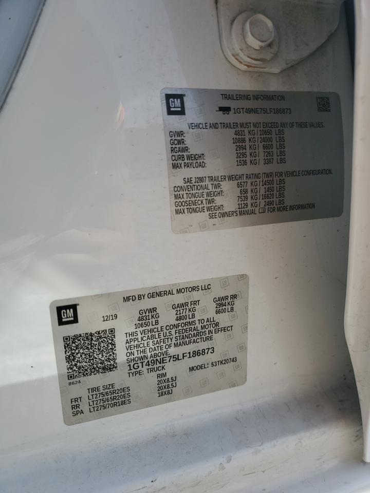 2020 GMC Sierra K2500 Slt VIN: 1GT49NE75LF186873 Lot: 87037815