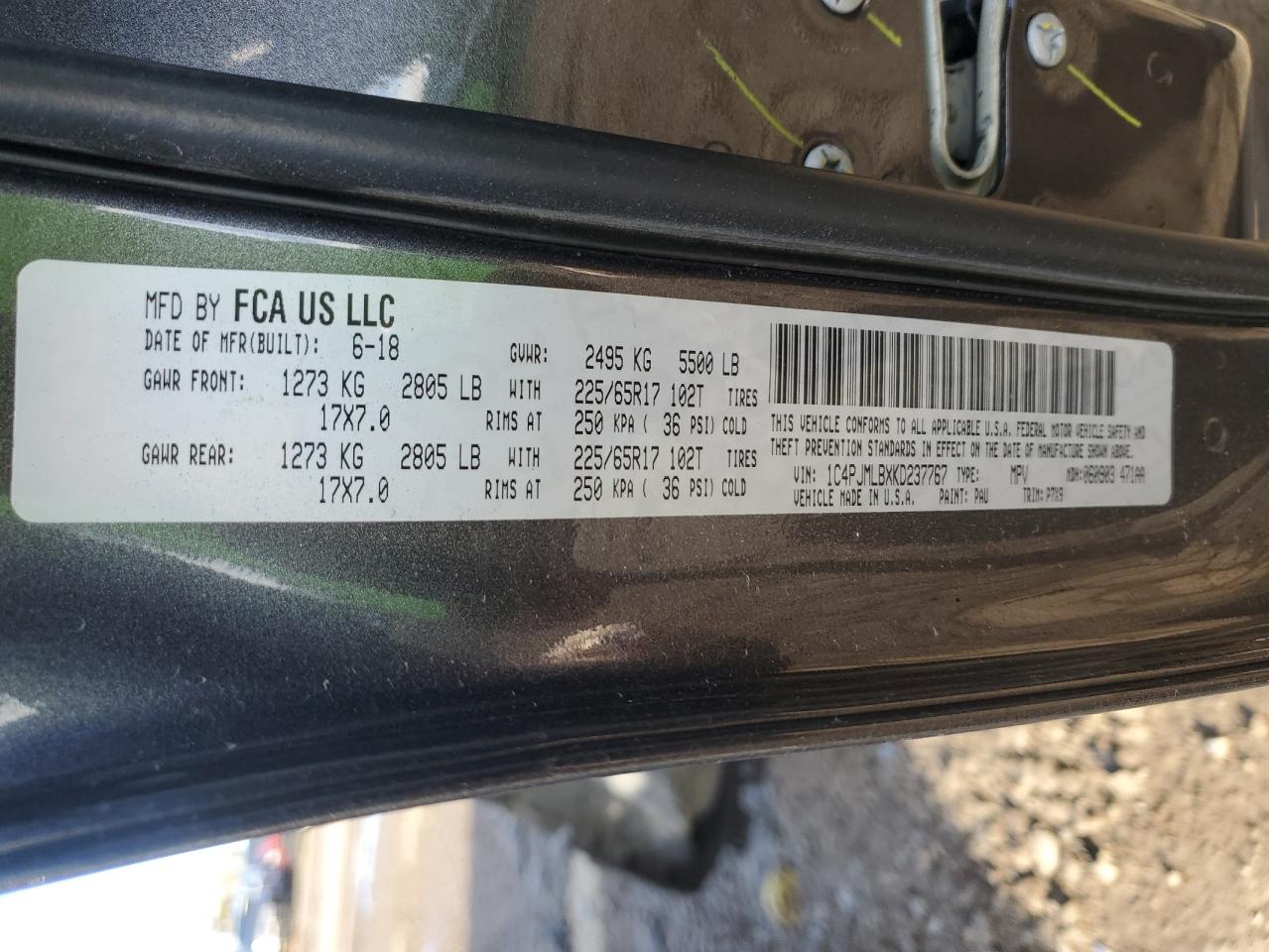 2019 Jeep Cherokee Latitude Plus VIN: 1C4PJMLBXKD237767 Lot: 82725885