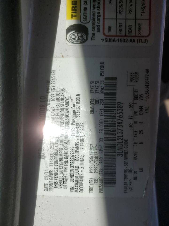 2011 Lincoln Mkz Hybrid VIN: 3LNDL2L37BR765389 Lot: 84740205