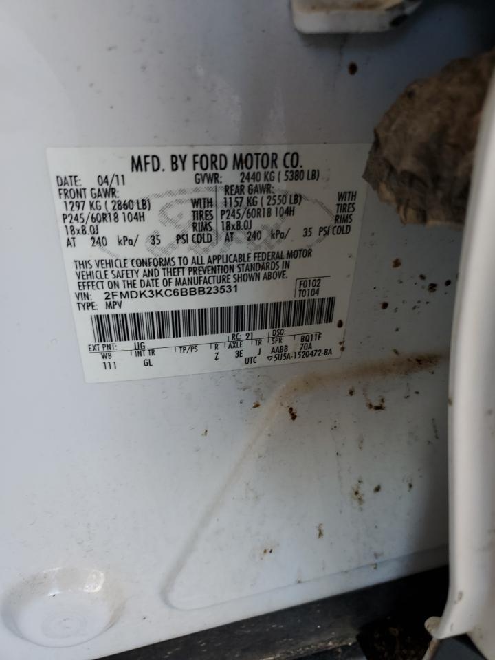 2011 Ford Edge Limited VIN: 2FMDK3KC6BBB23531 Lot: 82301365