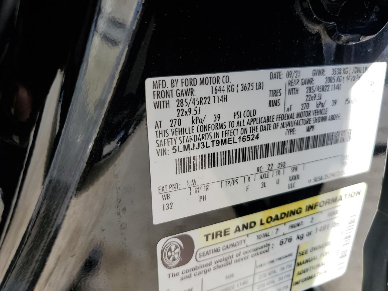 2021 Lincoln Navigator L Reserve VIN: 5LMJJ3LT9MEL16524 Lot: 89910095