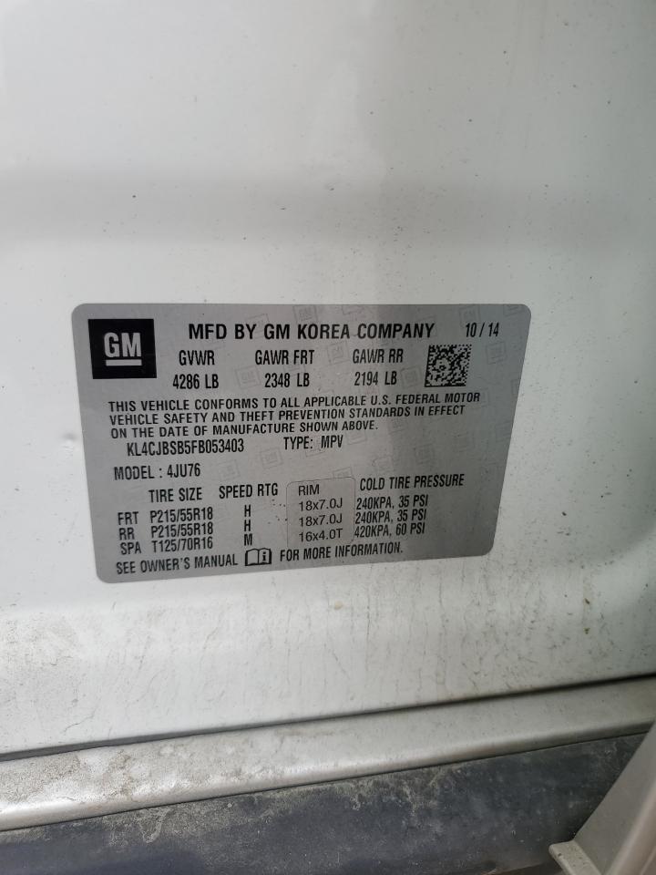 2015 Buick Encore Convenience VIN: KL4CJBSB5FB053403 Lot: 86082485