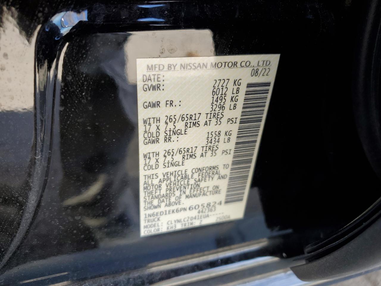 2023 Nissan Frontier S VIN: 1N6ED1EK6PN605824 Lot: 90409465