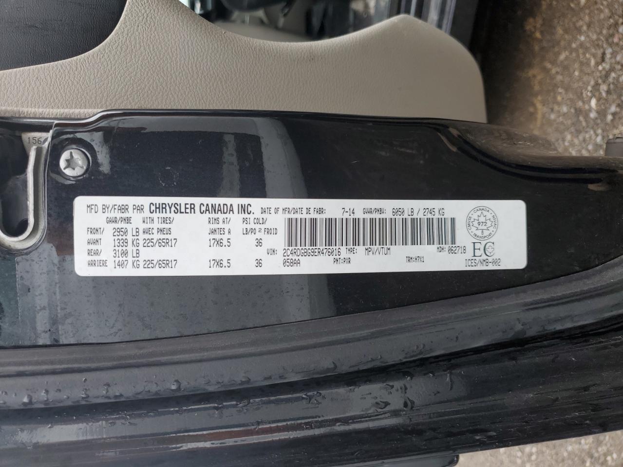 2014 Dodge Grand Caravan Se VIN: 2C4RDGBG9ER476016 Lot: 85492545