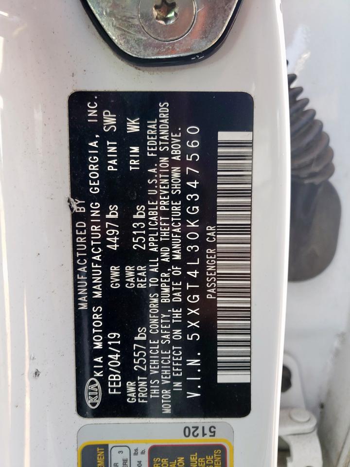 2019 Kia Optima Lx VIN: 5XXGT4L30KG347560 Lot: 86215205