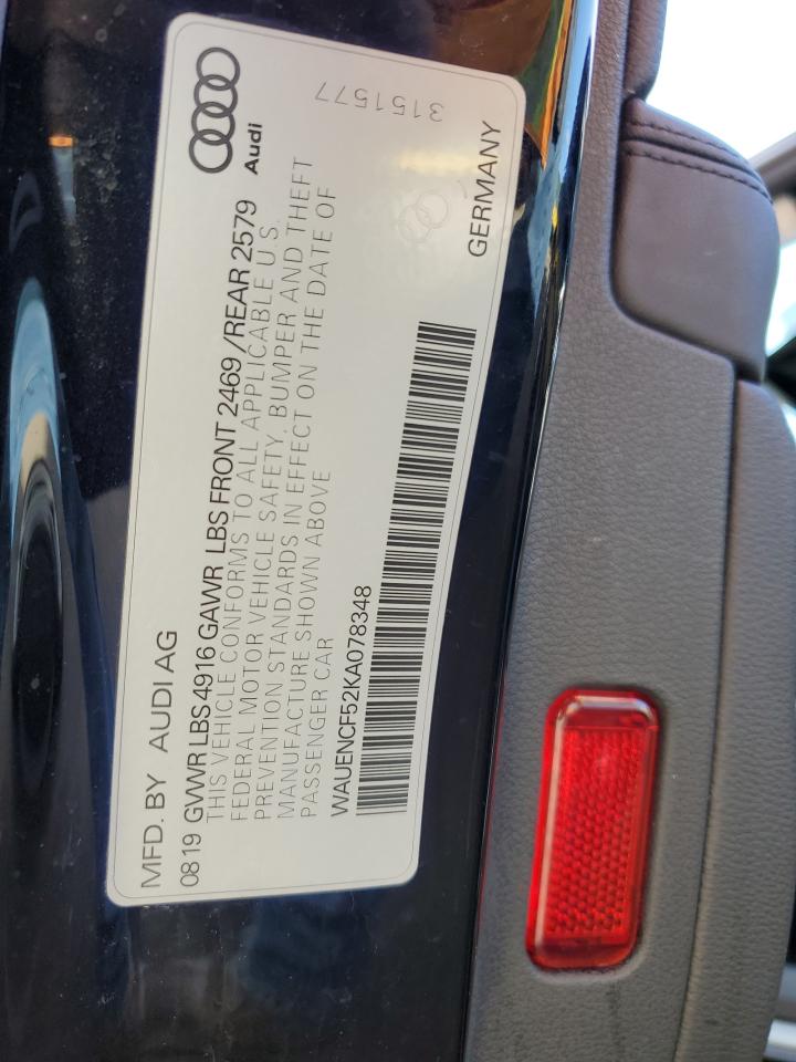 2019 Audi A5 Premium Plus S-Line VIN: WAUENCF52KA078348 Lot: 86698425