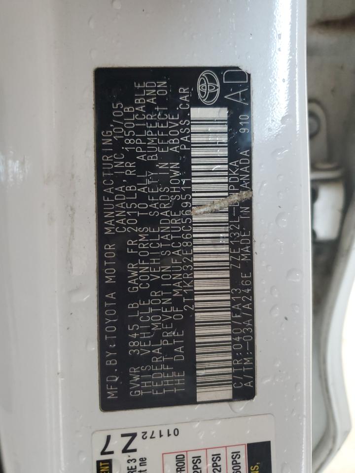 2006 Toyota Corolla Matrix Xr VIN: 2T1KR32E86C569511 Lot: 90121145