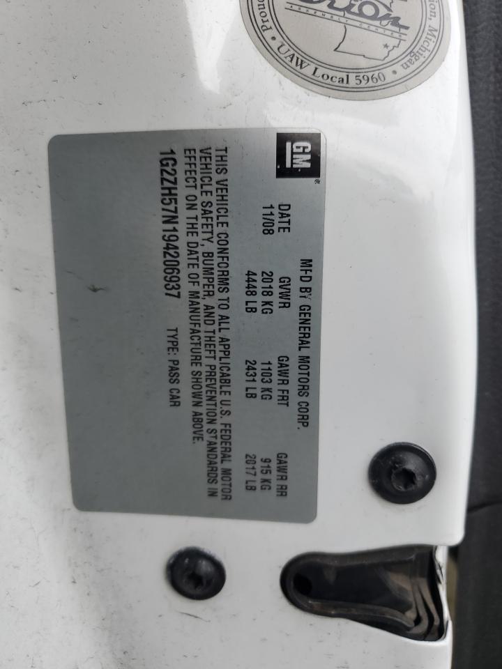 2009 Pontiac G6 Gt VIN: 1G2ZH57N194206937 Lot: 85354635
