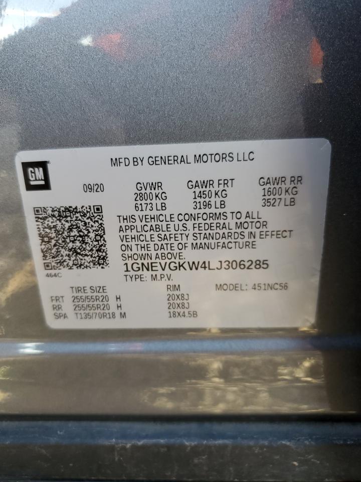 2020 Chevrolet Traverse Lt VIN: 1GNEVGKW4LJ306285 Lot: 84070245