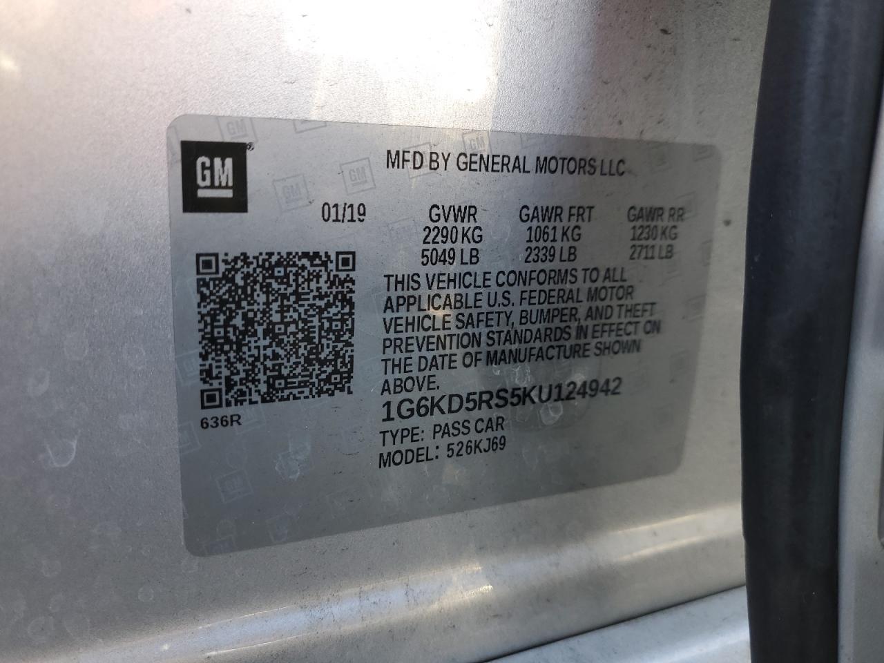 2019 Cadillac Ct6 Premium Luxury VIN: 1G6KD5RS5KU124942 Lot: 86831545