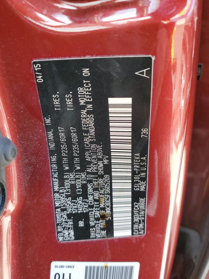 2015 Toyota Sienna Le VIN: 5TDKK3DC5FS605209 Lot: 86135375