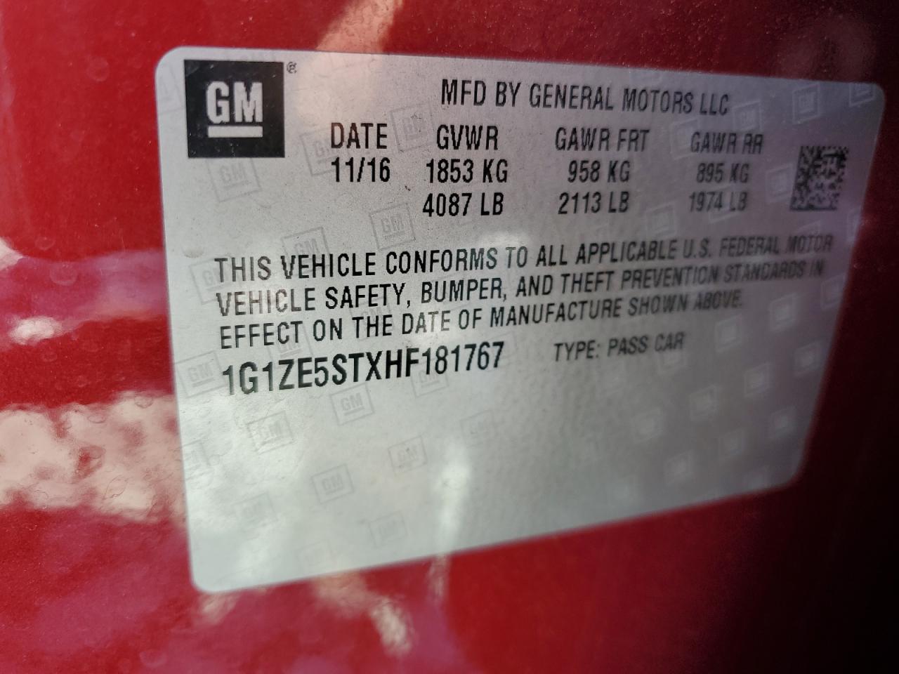 2017 Chevrolet Malibu Lt VIN: 1G1ZE5STXHF181767 Lot: 84979655