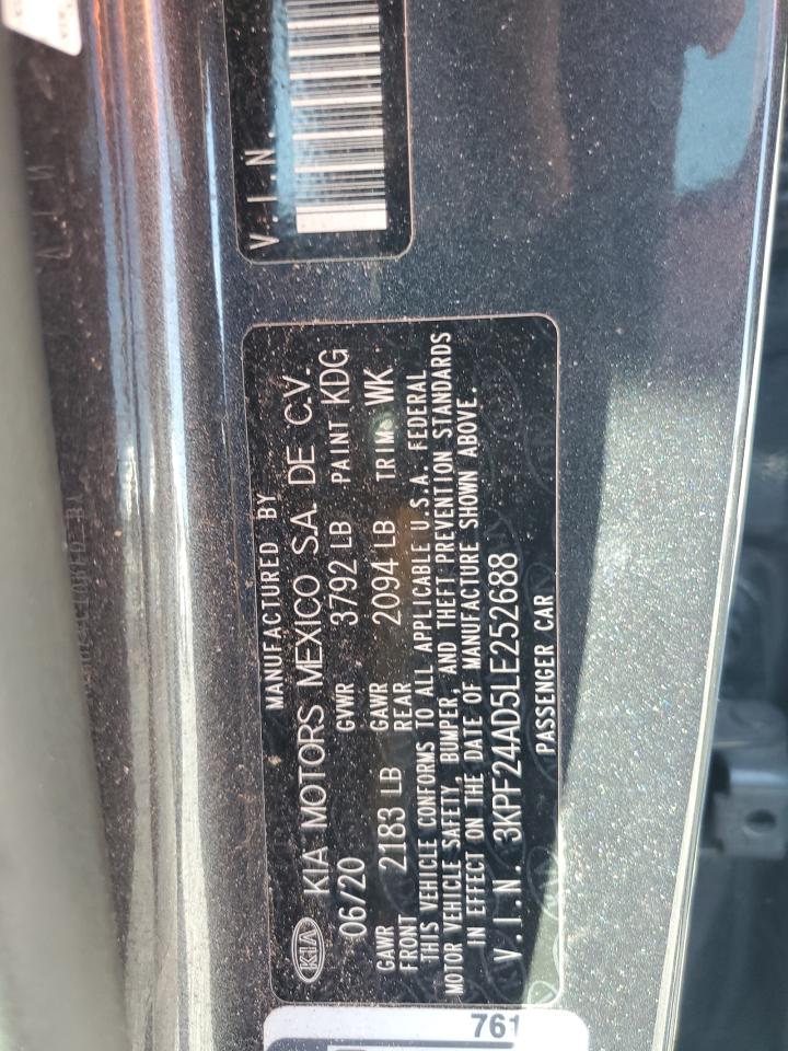 2020 Kia Forte Fe VIN: 3KPF24AD5LE252688 Lot: 89890155