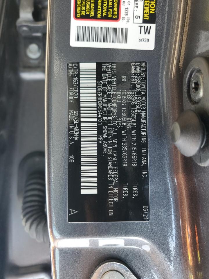 2021 Toyota Highlander Xle VIN: 5TDGZRBH3MS544121 Lot: 84581795