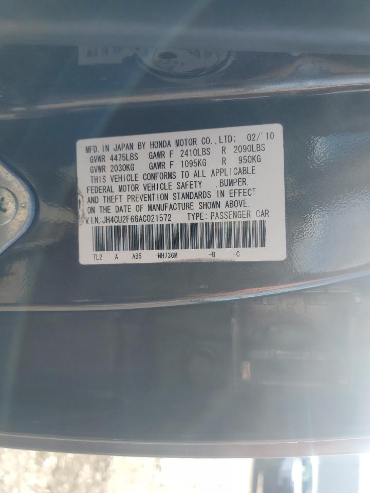 2010 Acura Tsx VIN: JH4CU2F66AC021572 Lot: 89705235