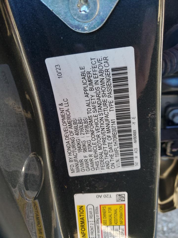 2024 Honda Civic Exl VIN: 19XFL1H70RE007141 Lot: 85013095