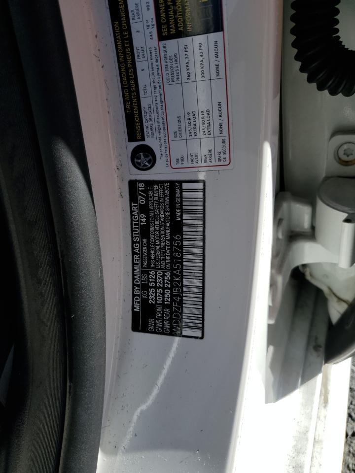 2019 Mercedes-Benz E 300 VIN: WDDZF4JB2KA518756 Lot: 82341005