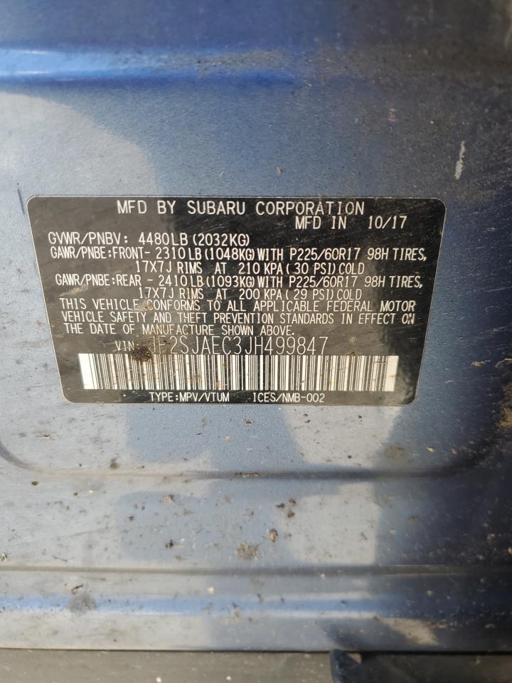 2018 Subaru Forester 2.5I Premium VIN: JF2SJAEC3JH499847 Lot: 85870205