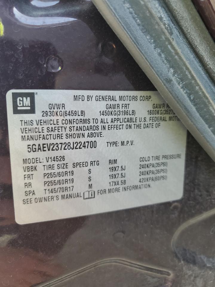 2008 Buick Enclave Cxl VIN: 5GAEV23728J224700 Lot: 82008975