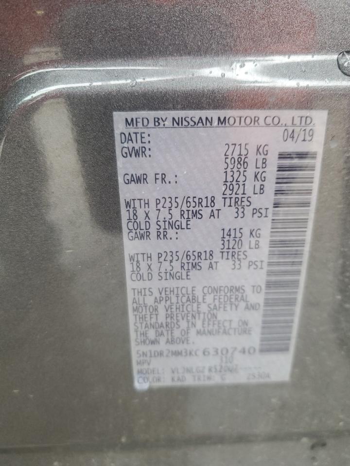 2019 Nissan Pathfinder S VIN: 5N1DR2MM3KC630740 Lot: 85957735