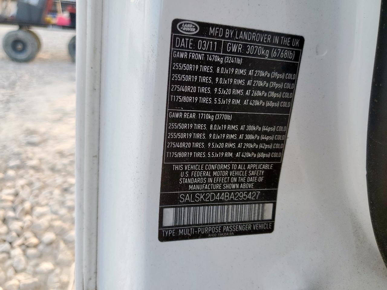 2011 Land Rover Range Rover Sport Lux VIN: SALSK2D44BA295427 Lot: 84657235