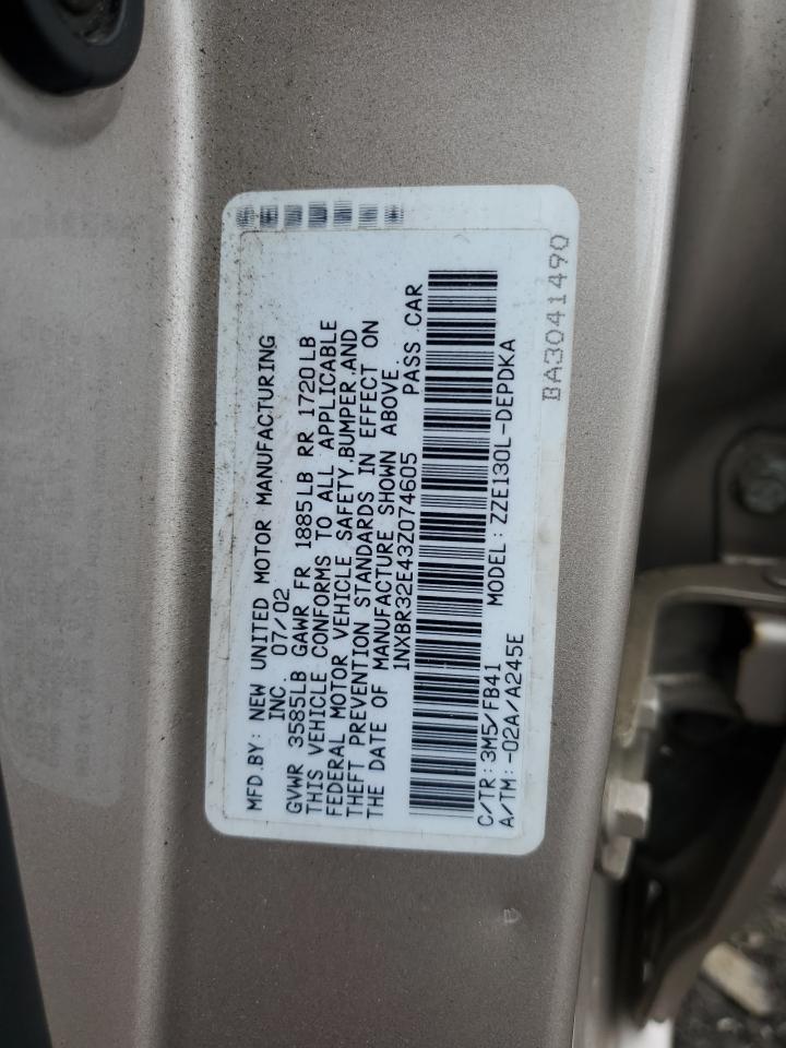 2003 Toyota Corolla Ce VIN: 1NXBR32E43Z074605 Lot: 86659365