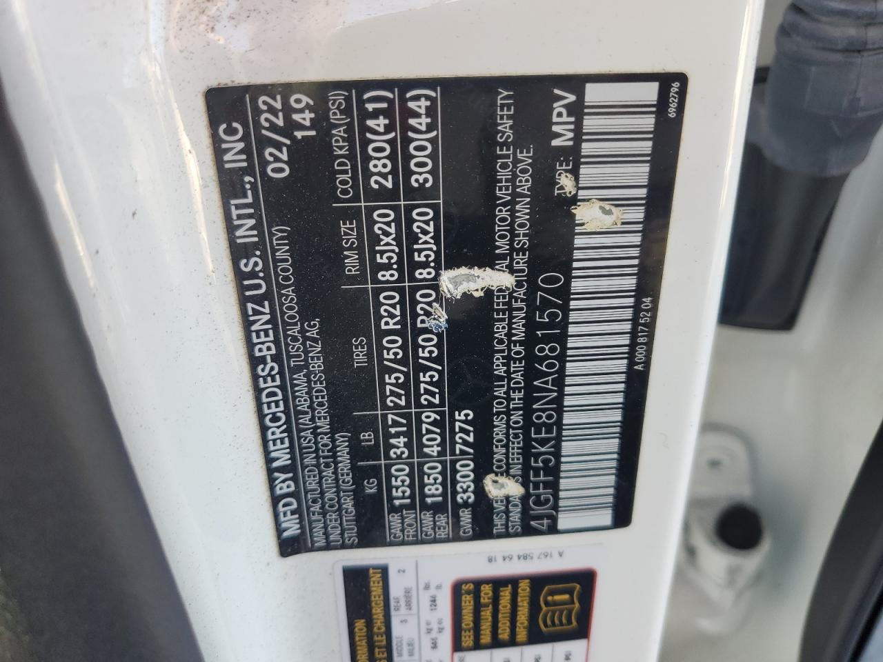 2022 Mercedes-Benz Gls 450 4Matic VIN: 4JGFF5KE8NA681570 Lot: 87308405