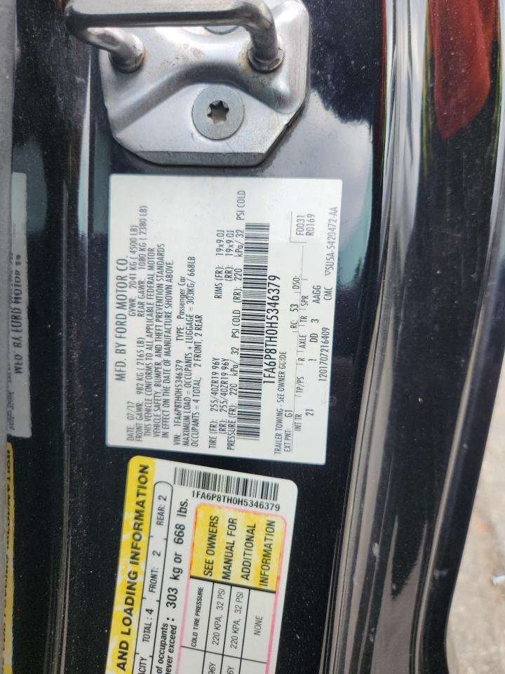 2017 Ford Mustang VIN: 1FA6P8TH0H5346379 Lot: 82569555