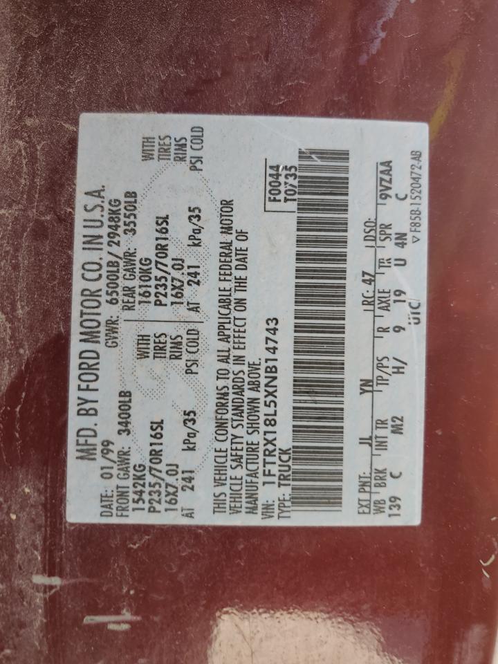 1999 Ford F150 VIN: 1FTRX18L5XNB14743 Lot: 89472015