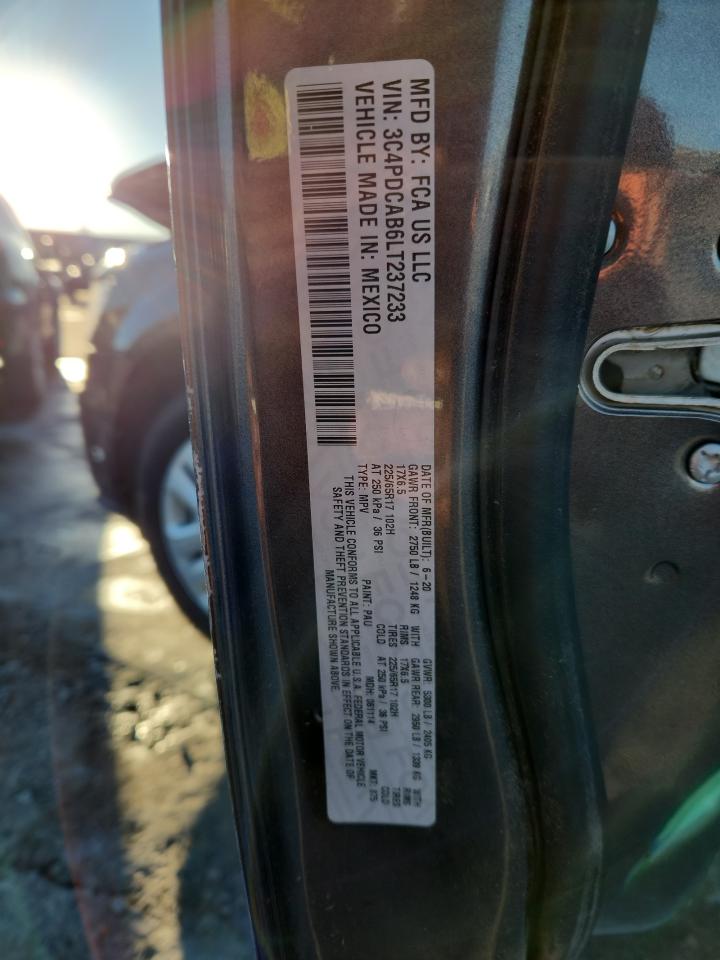 2020 Dodge Journey Se VIN: 3C4PDCAB6LT237233 Lot: 89922625