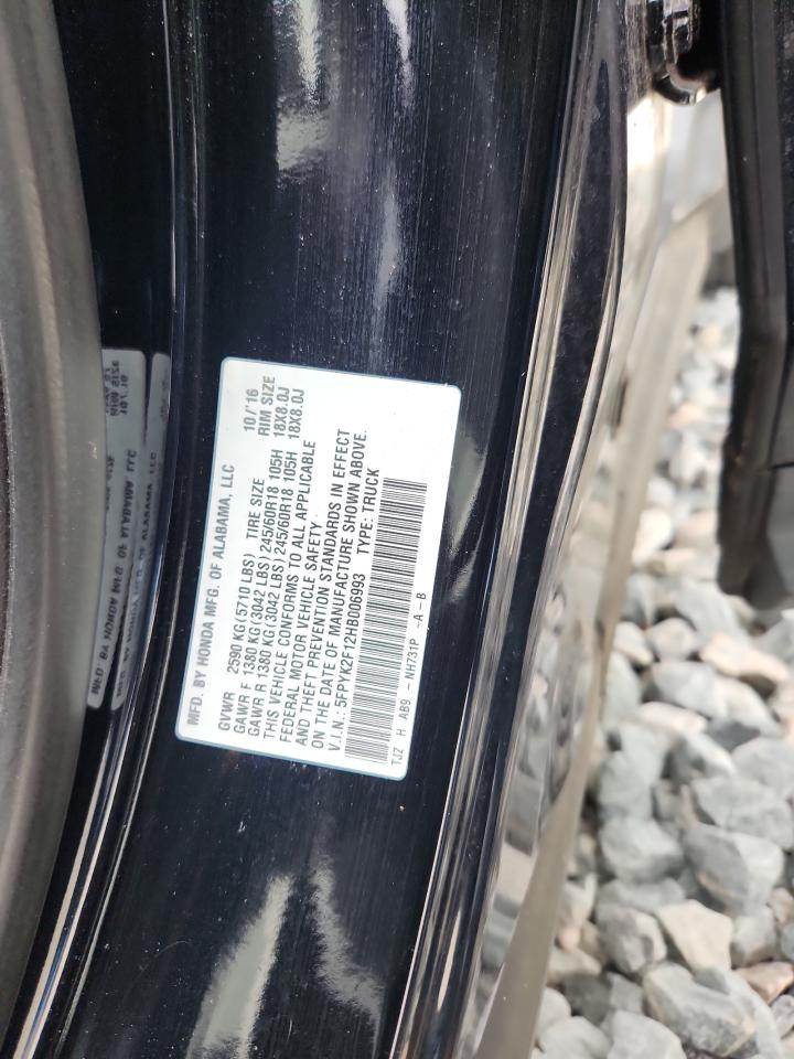 2017 Honda Ridgeline Sport VIN: 5FPYK2F12HB006993 Lot: 85112295