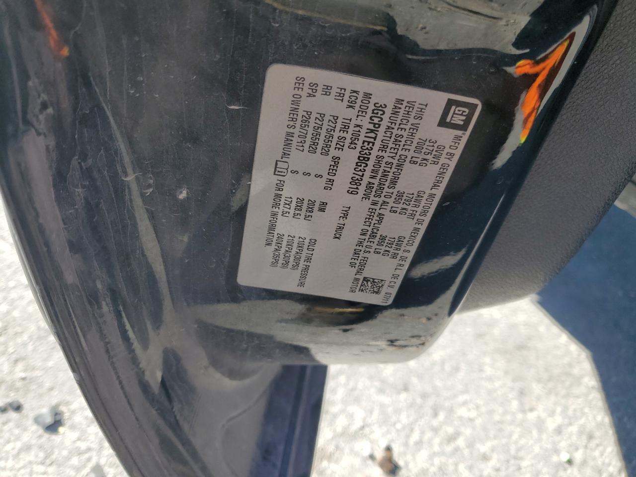 2011 Chevrolet Silverado K1500 Ltz VIN: 3GCPKTE33BG373819 Lot: 86156505